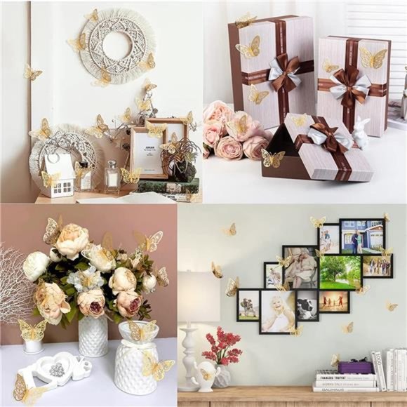 72 Pcs Gold Butterfly Decorations 3D Wall Decor, Butterfly Birthday Party - Picture 5 of 6
